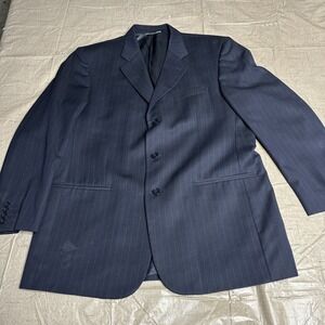 Cesarani Blazer Suit Jacket Sport Coat 44R 38W Black Striped Italian Design